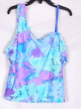Wonder Nation Girl's Tankini Top Watercolor Blue & Purple Size XL 14-16